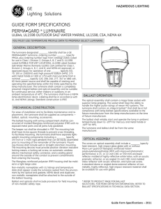 Spec Sheet — PermaGard Luminaire UL844 UL1598