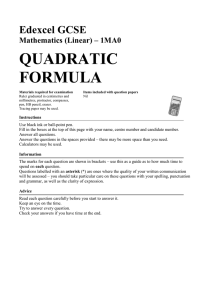 quadratic formula - Castleford Academy