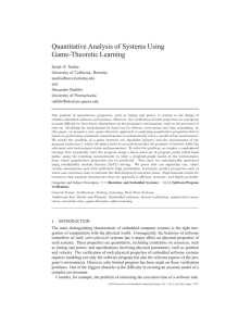 Quantitative Analysis of Systems Using Game