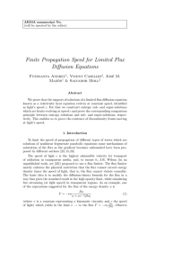 Finite Propagation Speed for Limited Flux Diffusion Equations