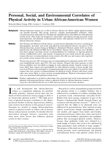 Personal, Social, and Environmental Correlates of Physical Activity