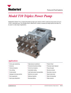 Model T10 Triplex Power Pump Specifications