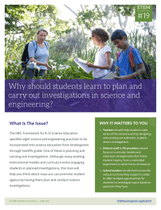 Why should students learn to plan and carry out investigations in