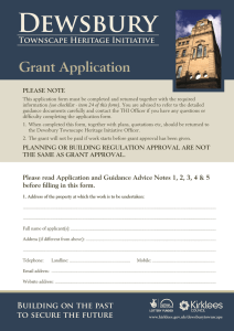 Dewsbury THI – Grant Application Form