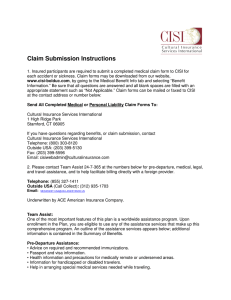 Claim Submission Instructions - Cultural Insurance Services