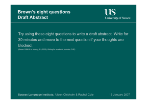 Brown`s eight questions Draft Abstract