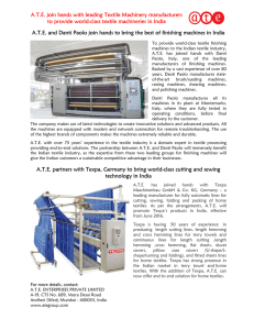 A.T.E. join hands with leading Textile Machinery manufacturers to