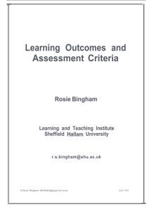 Learning Outcomes and Assessment Criteria