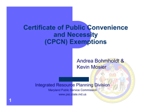 Certificate of Public Convenience and Necessity (CPCN)