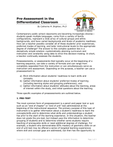 Pre-Assessment in the Differentiated Classroom