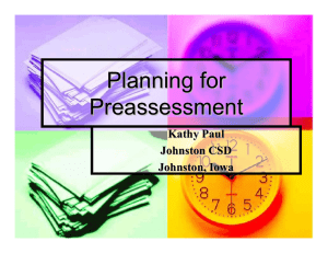 Planning for Preassessment