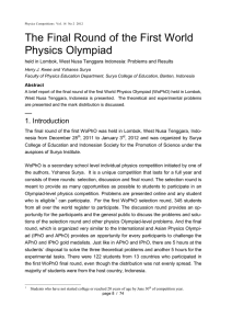 The Final Round of the First World Physics Olympiad