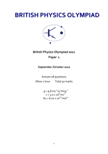 British Physics Olympiad Paper 1 2011 Question Paper