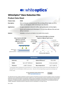 WhiteOptics Glare Reduction Film datasheet