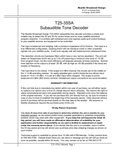 T25-35SA Subaudible Tone Decoder