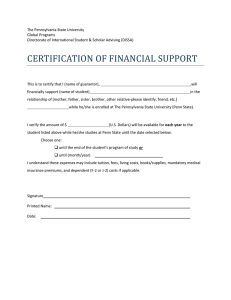 certification of financial support