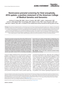 Noninvasive prenatal screening for fetal aneuploidy, 2016 update: a
