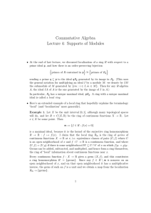 Commutative Algebra Lecture 4: Supports of Modules