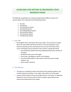 Guidelines for writing a research paper - 2016