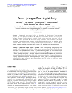 Solar Hydrogen Reaching Maturity - Infoscience