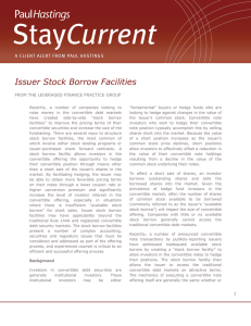 Issuer Stock Borrow Facilities