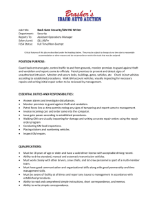 Back Gate Security/GM RO Writer POSITION PURPOSE