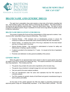 BRAND NAME AND GENERIC DRUGS