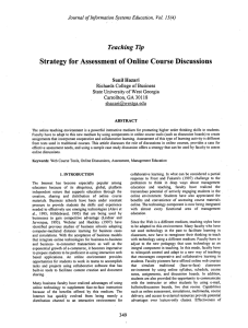 Strategy for Assessment of Online Course Discussions