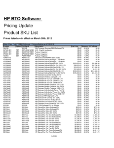 HP BTO Software Pricing Update Product SKU List