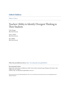 Teachers` Ability to Identify Divergent Thinking in - Purdue e-Pubs