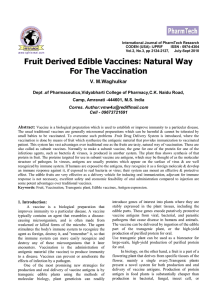 Fruit Derived Edible Vaccines: Natural Way For The