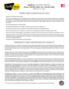 terms and condition of sale warranty and limitations