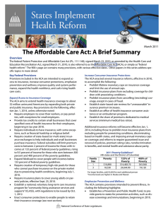 The Affordable Care Act: A Brief Summary