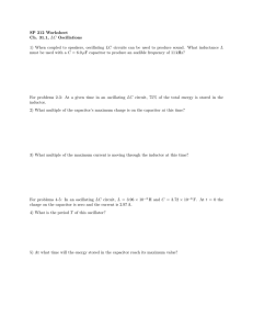SP 212 Worksheet Ch. 31.1, LC Oscillations 1) When coupled to