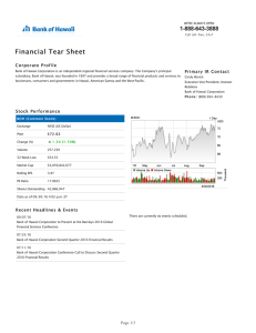 Financial Tear Sheet - Investor Relations