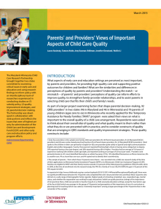 Parents` and Providers` Views of Important Aspects of