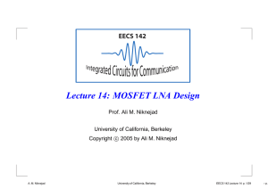 Lecture 14: MOSFET LNA Design - RFIC