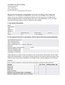 Request for Permission to Republish University
