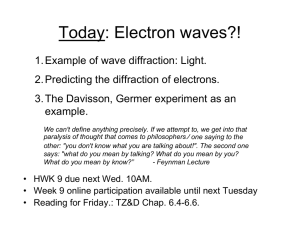 Today: Electron waves?! - University of Colorado Boulder