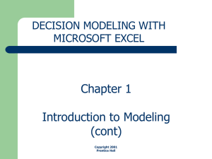 Chapter 1 Introduction to Modeling (cont)