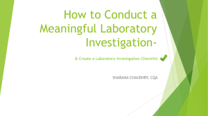 How to Conduct a Meaningful Laboratory Investigation
