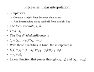 Piecewise linear interpolation