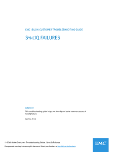 EMC Isilon Customer Troubleshooting Guide: SyncIQ Failures