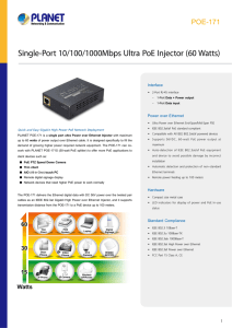 Single-Port 10/100/1000Mbps Ultra PoE Injector (60 Watts)