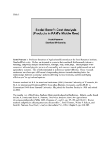 Social Benefit-Cost Analysis (Products in PAM`s Middle Row)