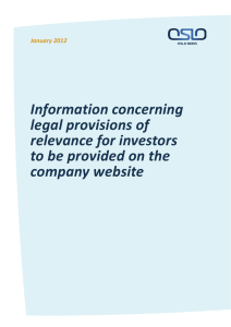 Information concerning legal provisions of relevance for