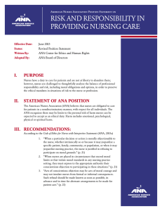 Risk and Responsibility in Providing Nursing Care