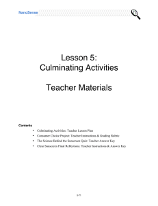 Lesson 5: Culminating Activities Teacher Materials