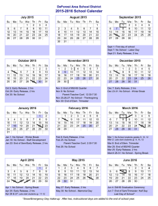 2015-2016 School Calendar - DeForest Area School District