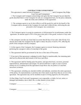 vehicle consignment agreement vehicle consignment agreement